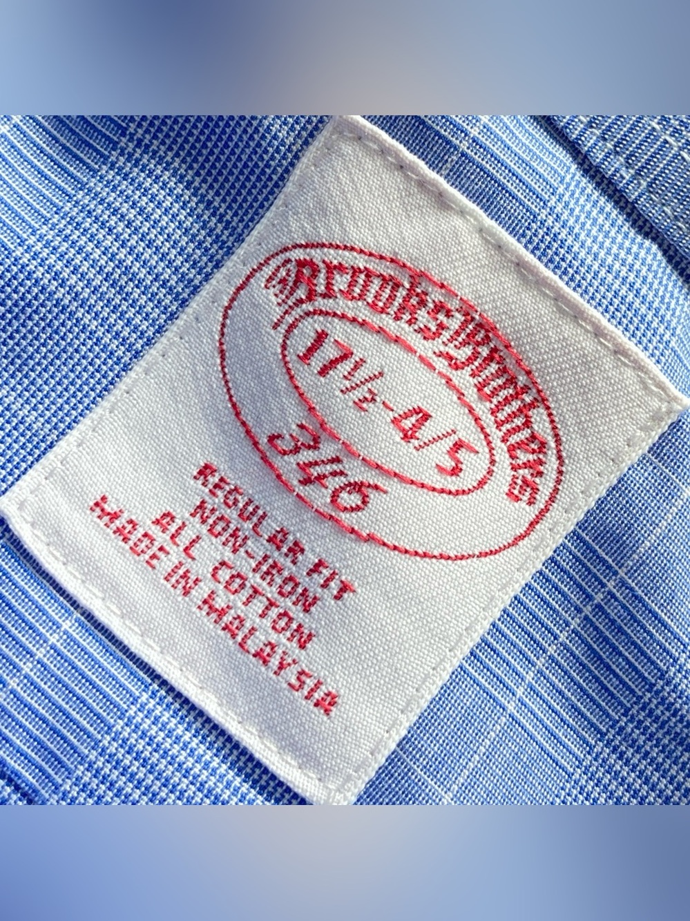 Brooks Brothers 100% Cotton Light Blue Windowpane Long Sleeve Dress Shirt - Picture 4 of 11